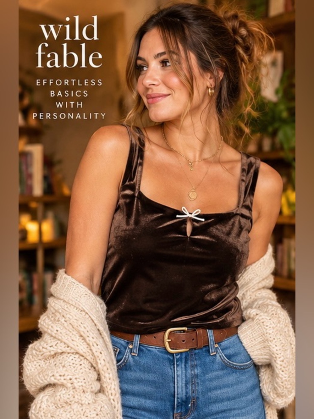 wild fable Espresso Velvet Square Neck Cropped Tank Top Size S